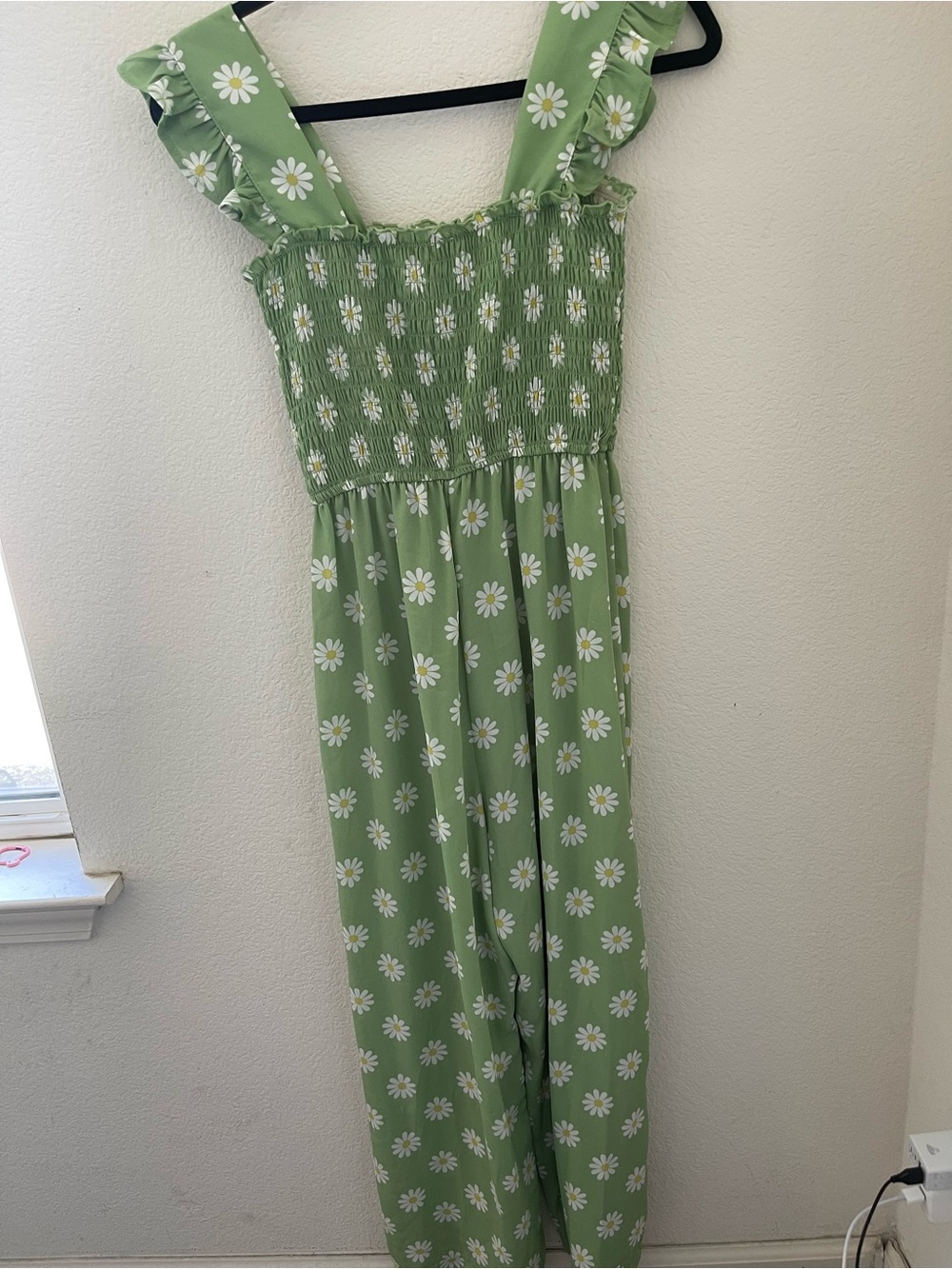 Inspired Hearts Green Daisy Smocked Jumpsuit